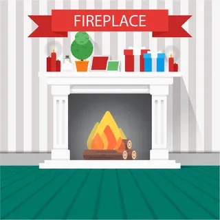 矢量圣诞节壁炉免抠
