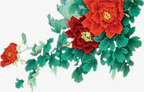 中秋节手绘绿花绿叶免抠