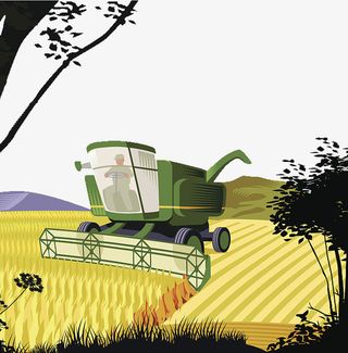装饰插图收割机收割麦子免抠
