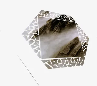 镂空窗花山水风景免抠