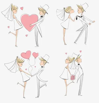 卡通婚礼人物免抠