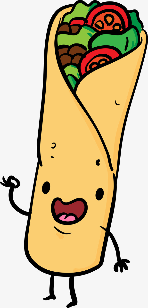 黄色卡通美味煎饼免抠