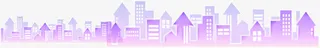 紫色梦幻城市建筑剪影免抠