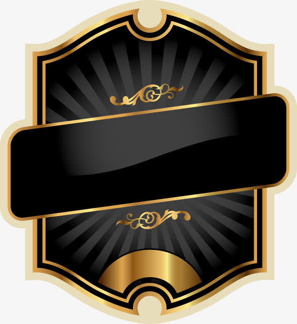 黑金花纹边框免抠