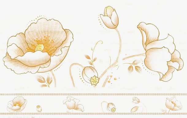 两朵盛开的鲜花和花蕾免抠