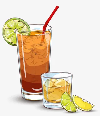 夏日清新手绘柠檬冰红茶免抠