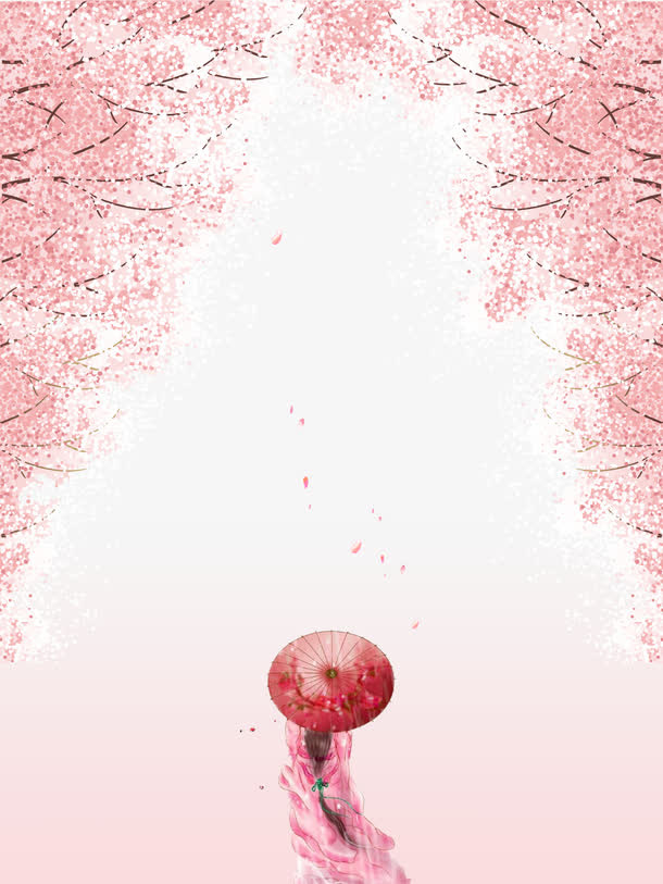缤纷桃花海报背景装饰免抠
