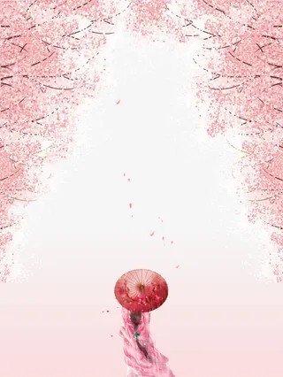 缤纷桃花海报背景装饰免抠