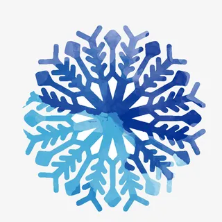 手绘卡通蓝色雪花免抠