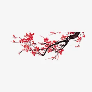 冬日春节梅花树枝免抠