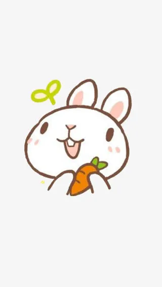 抱着红萝卜的小白兔手绘图免抠