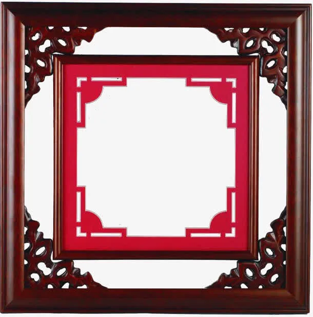 创意中国风红木框元素免抠