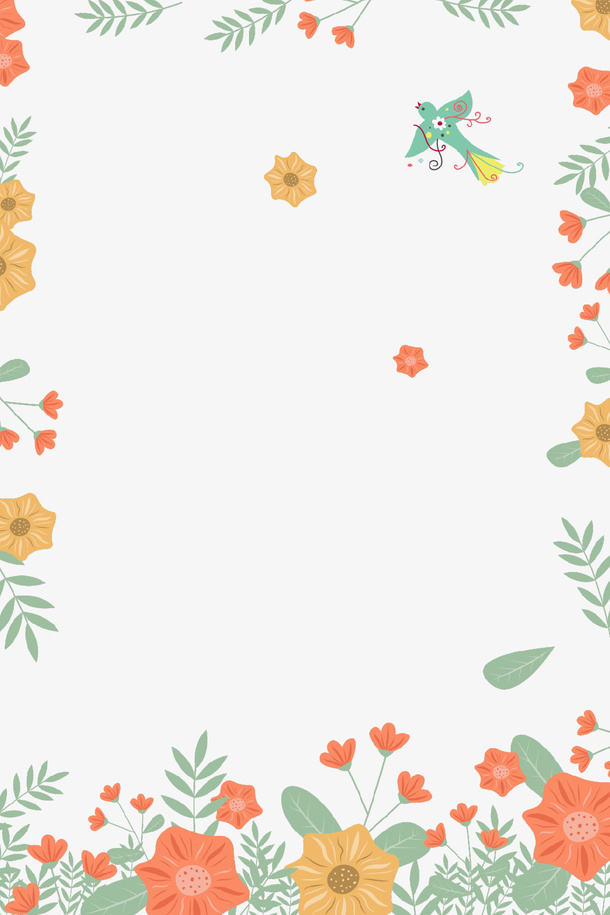 手绘创意春季花朵边框免抠