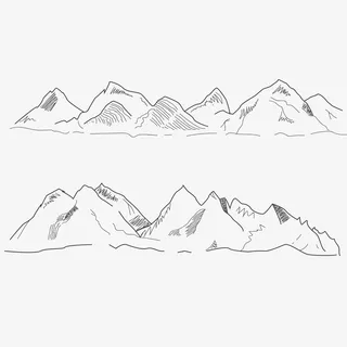 手绘线条山峰山脉免抠