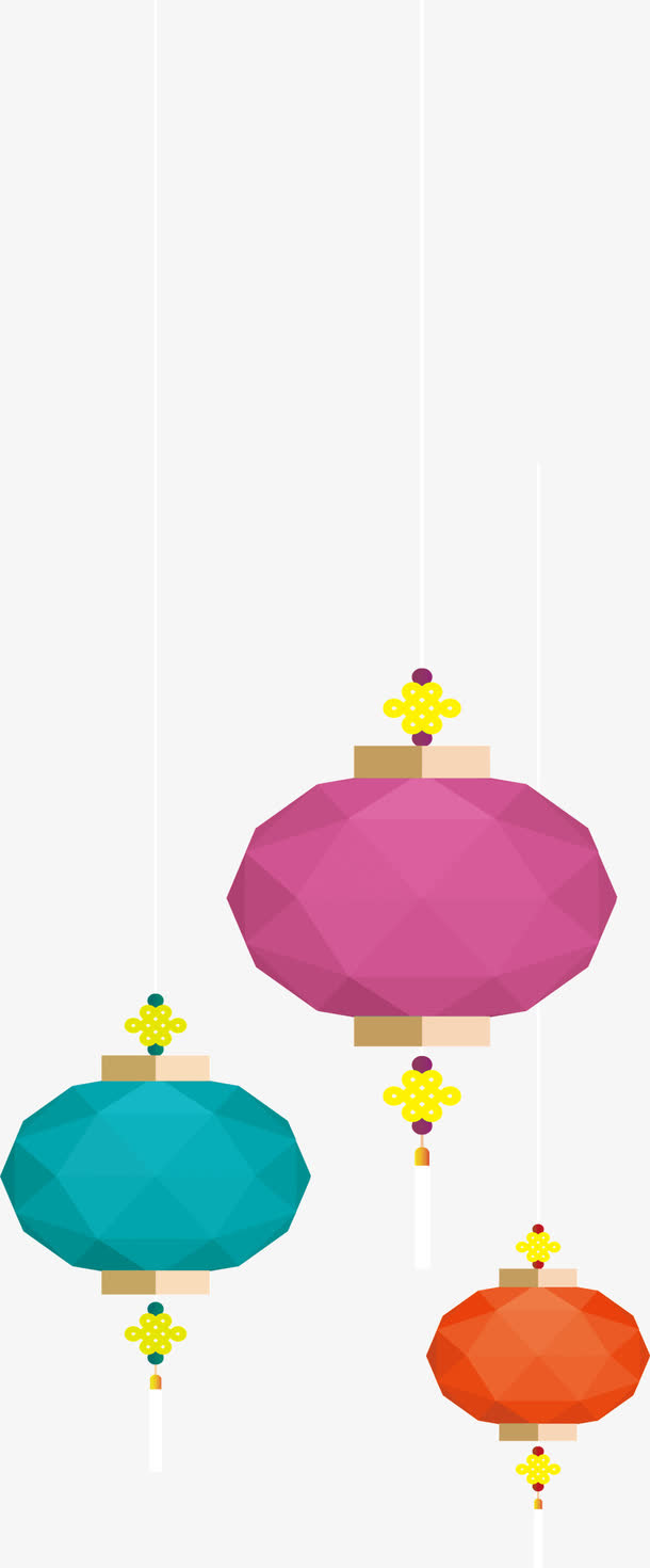 卡通彩色的棱角分明的灯笼免抠