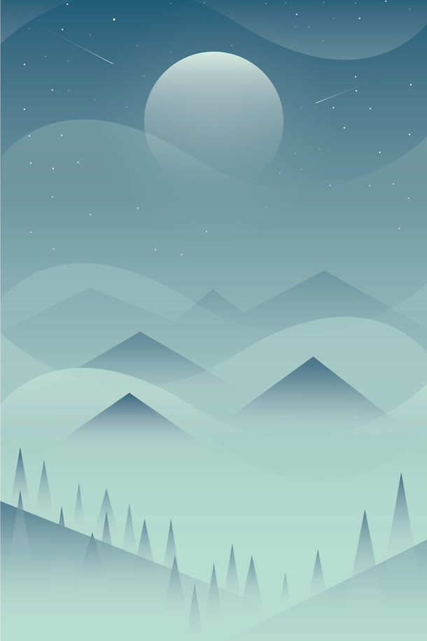 手绘夜晚的蓝天白云免抠