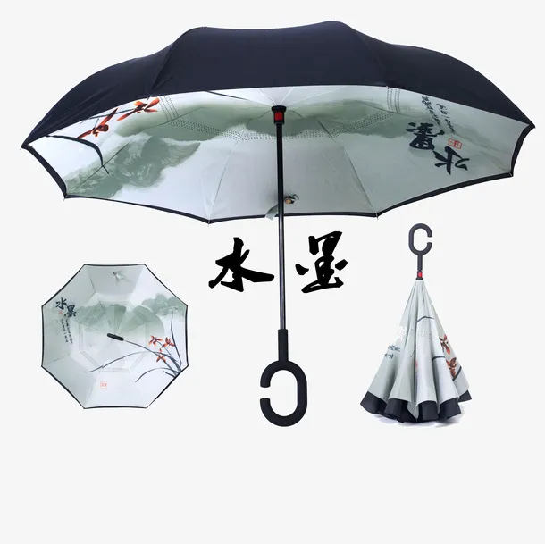 兰意古风古韵水墨伞免抠