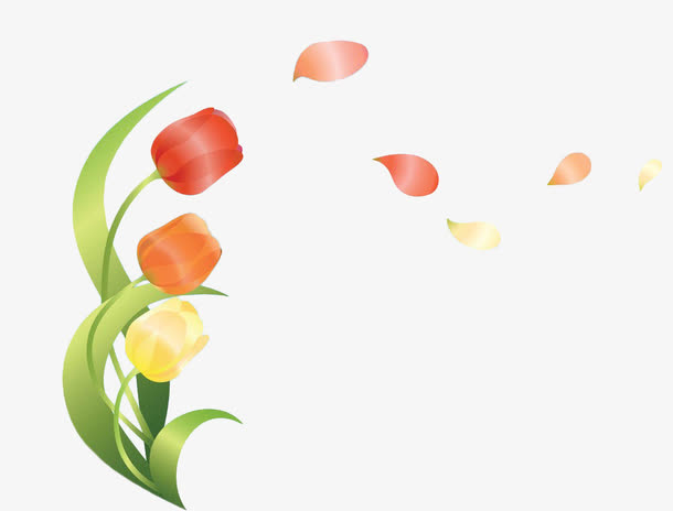彩色手绘花卉漂浮花瓣免抠