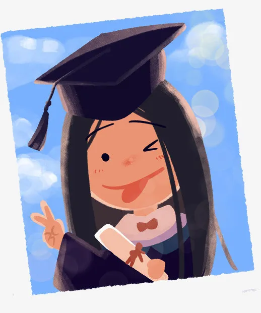 手绘卡通毕业季人物女孩免抠