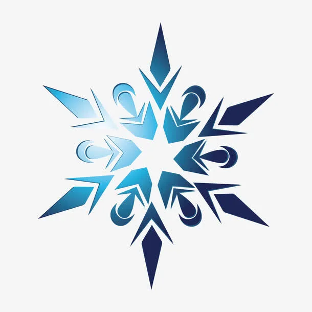 蓝色六角雪花花纹免抠