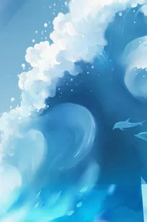 蓝色云层海浪背景素材高清 蓝色云层海浪背景素材高清