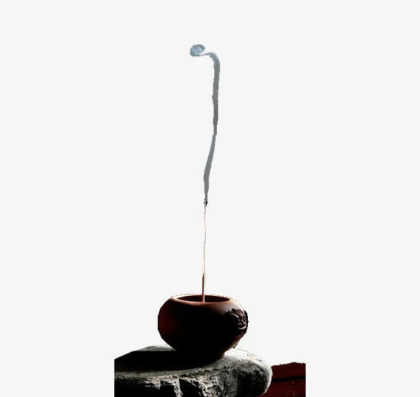 香烟袅袅紫砂香炉禅文化免抠