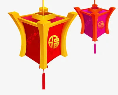 灯笼彩色灯笼图案卡通灯笼免抠