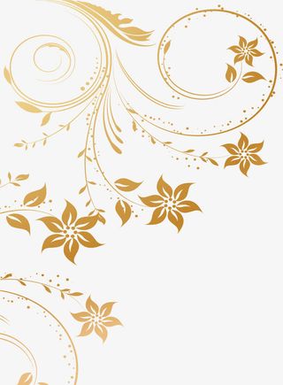金色渐变花纹海报免抠