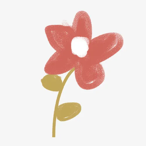 手绘卡通一朵红色的花朵免扣元素免抠