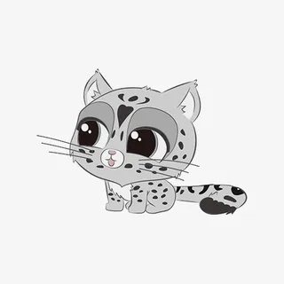 大眼大头雪豹可爱卡通造型免抠