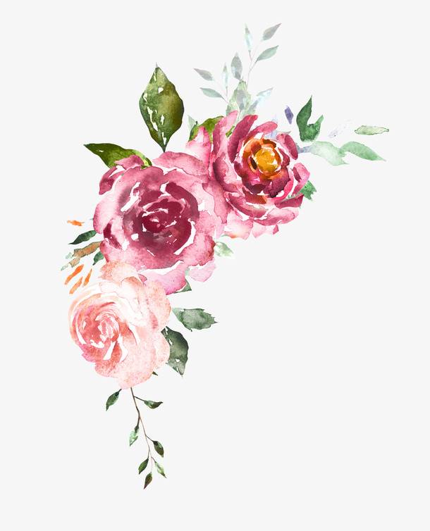 手绘水彩花朵装饰免抠