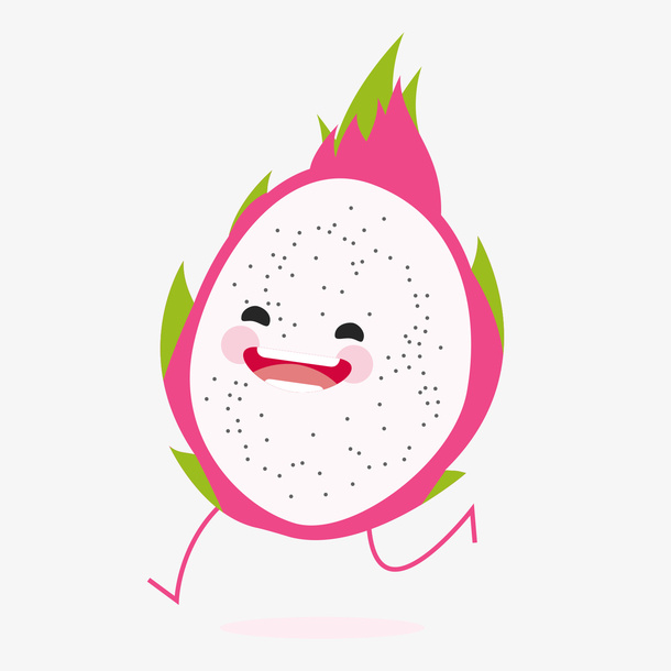 红色开心火龙果表情免抠手绘/卡通卡通元素