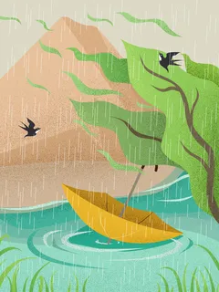 春天风景插画海报高清 春天风景插画海报高清