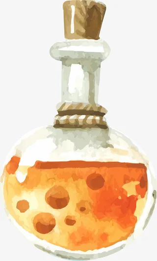 水彩玻璃瓶药水免抠