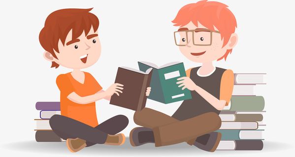 手绘人物插画世界读书日一起阅读免抠