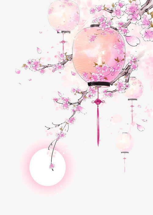 桃花边框纹理免抠