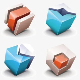 彩色几何正方形矢量素材免抠