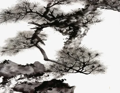 手绘迎客松免抠 手绘迎客松免抠