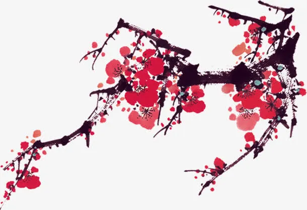 梅花之信字中堂画图片免抠