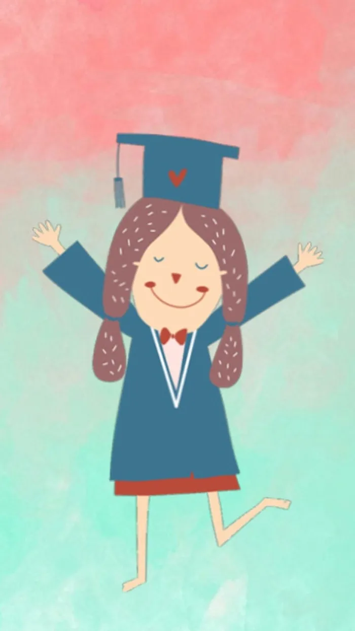 手绘毕业季学士服女孩H5背景高清