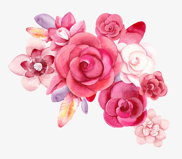 水彩手绘鲜花免抠