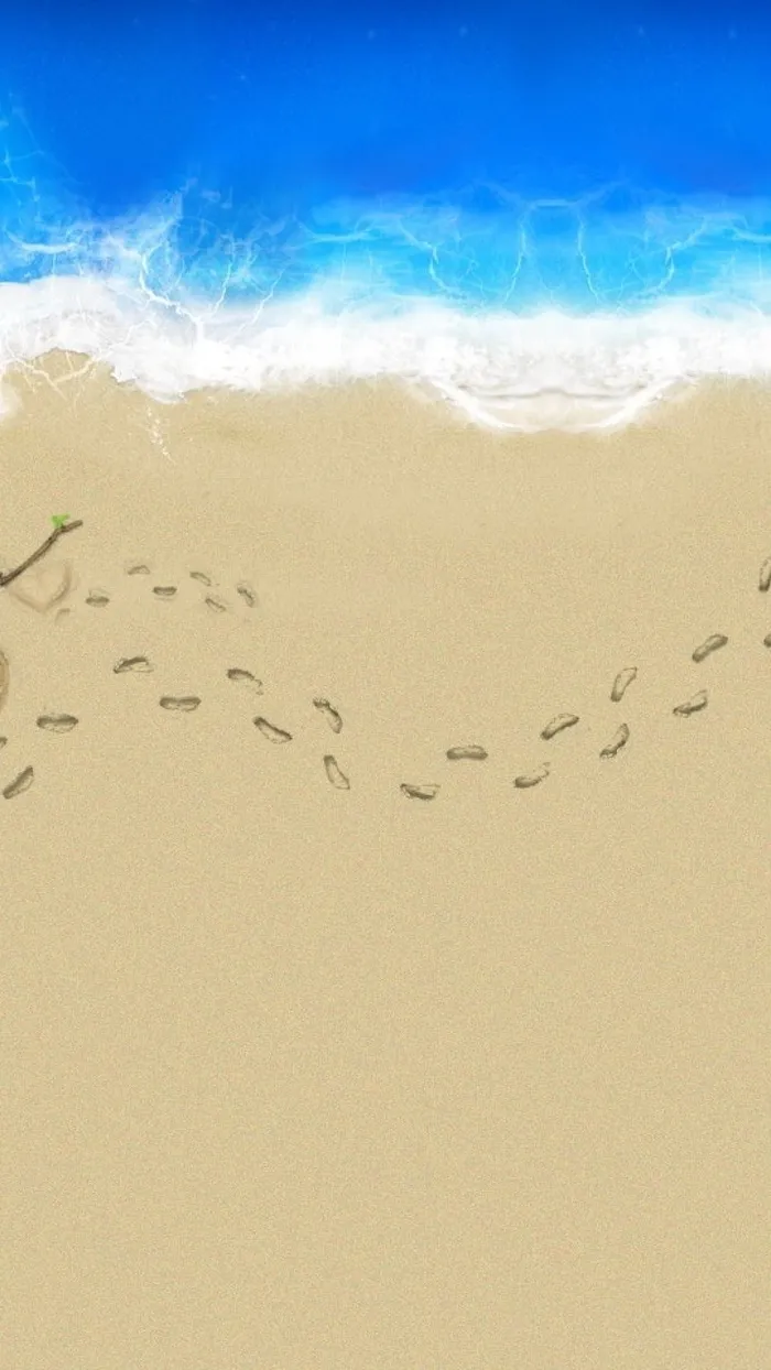 海滩上的脚印H5背景高清