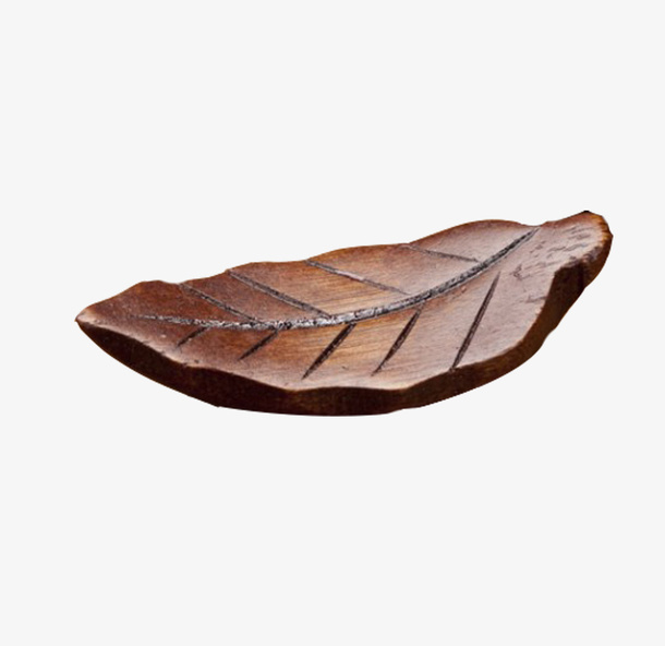 产品实物木质树叶形筷子架免抠