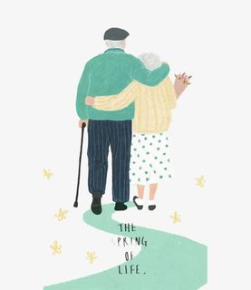 互相搀扶的老爷爷老奶奶免抠