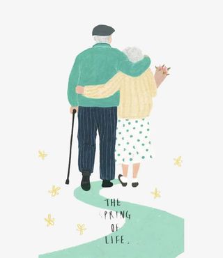 互相搀扶的老爷爷老奶奶免抠