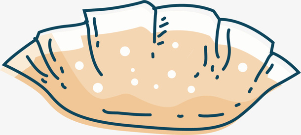 咖啡色手绘扁平煎饺免抠