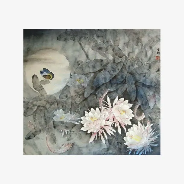 国画荷花免抠