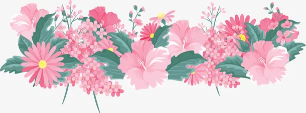 美丽粉红春天花丛免抠