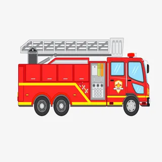 手绘卡通红色消防车免抠