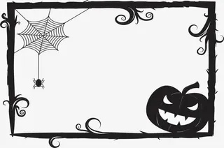 蜘蛛网南瓜边框免抠